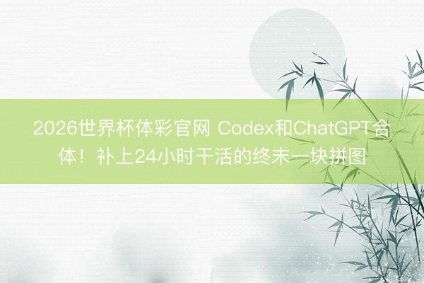 2026世界杯体彩官网 Codex和ChatGPT合体！补上24小时干活的终末一块拼图