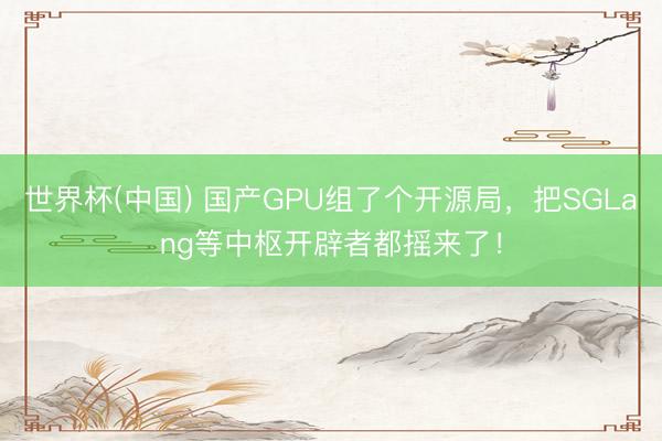 世界杯(中国) 国产GPU组了个开源局，把SGLang等中枢开辟者都摇来了！