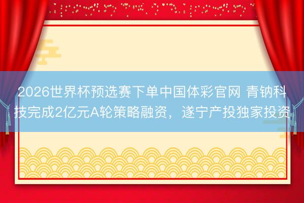 2026世界杯预选赛下单中国体彩官网 青钠科技完成2亿元A轮策略融资，遂宁产投独家投资