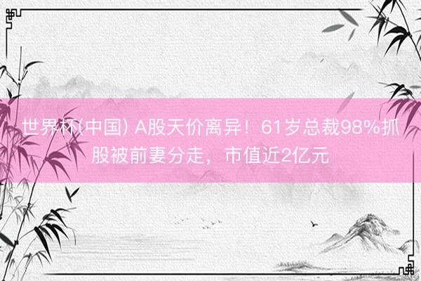 世界杯(中国) A股天价离异！61岁总裁98%抓股被前妻分走，市值近2亿元