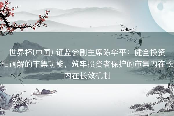 世界杯(中国) 证监会副主席陈华平：健全投资和融资相调解的市集功能，筑牢投资者保护的市集内在长效机制