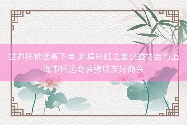 世界杯预选赛下单 蚌埠彩虹之星公益协会与上海市怀远商会强项友好商会
