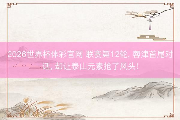 2026世界杯体彩官网 联赛第12轮， 蓉津首尾对话， 却让泰山元素抢了风头!