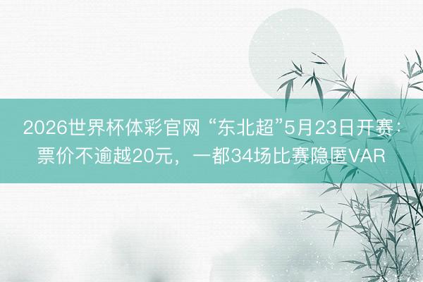2026世界杯体彩官网 “东北超”5月23日开赛：票价不逾越20元，一都34场比赛隐匿VAR