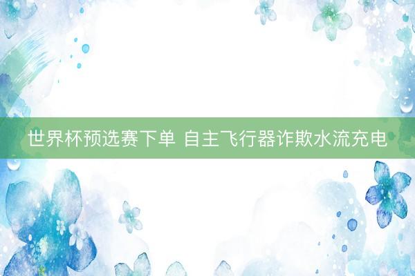 世界杯预选赛下单 自主飞行器诈欺水流充电