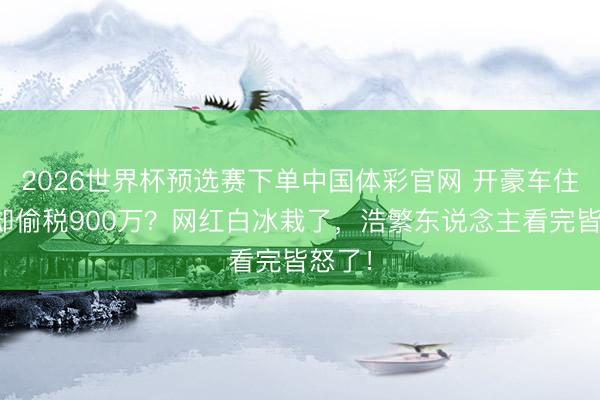 2026世界杯预选赛下单中国体彩官网 开豪车住豪宅却偷税900万？网红白冰栽了，浩繁东说念主看完皆怒了！