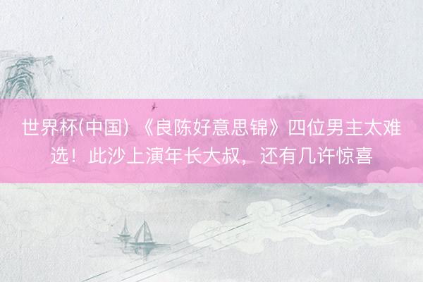 世界杯(中国) 《良陈好意思锦》四位男主太难选！此沙上演年长大叔，还有几许惊喜