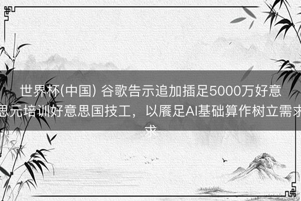 世界杯(中国) 谷歌告示追加插足5000万好意思元培训好意思国技工,以餍足AI基础算作树立需求