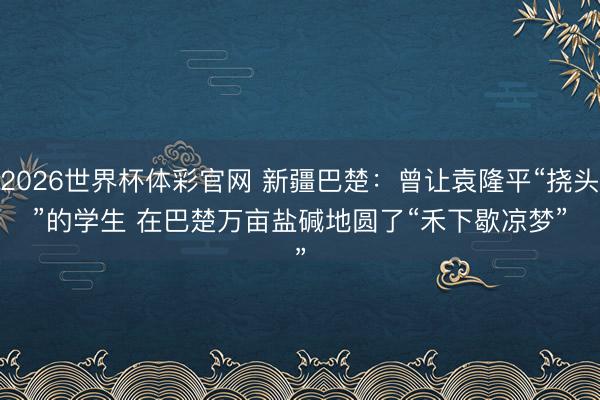 2026世界杯体彩官网 新疆巴楚：曾让袁隆平“挠头”的学生 在巴楚万亩盐碱地圆了“禾下歇凉梦”