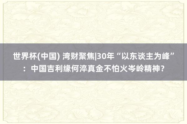 世界杯(中国) 湾财聚焦|30年“以东谈主为峰”：中国吉利缘何淬真金不怕火岑岭精神？