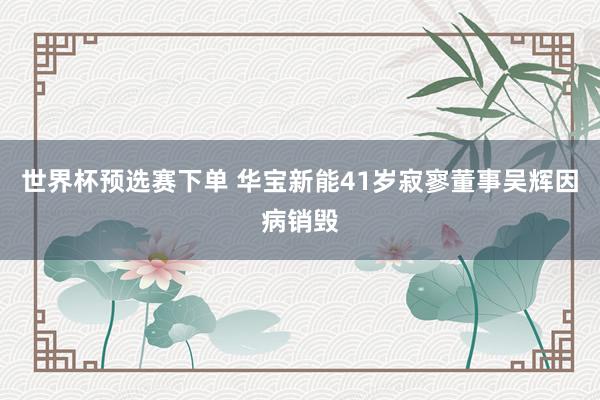 世界杯预选赛下单 华宝新能41岁寂寥董事吴辉因病销毁