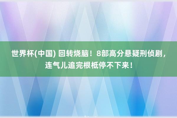 世界杯(中国) 回转烧脑！8部高分悬疑刑侦剧，连气儿追完根柢停不下来！